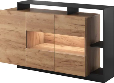 Immagine prodotto di FURNLUX Credenza Alva Beige e Nero 155cm / Colore principale: Beige / Dimensioni: 155 x 94 x 44 cm