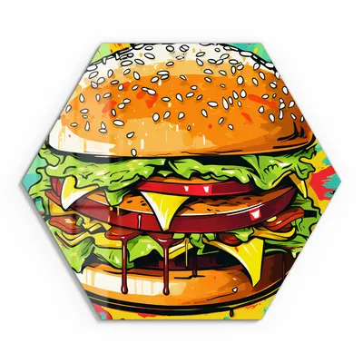 Produktbild von DEQORI Glasbild Echtglas 55x48 cm 'Buntes Burgerfest' Wandbild Bild modern Deko