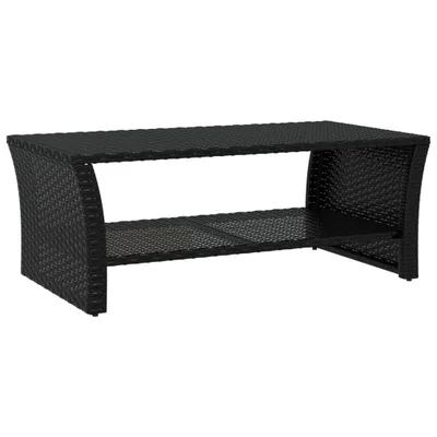 Image de vidaXL Table basse noire 100x50x40 cm Poly rotin