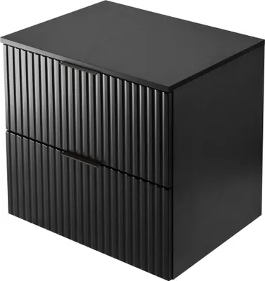 Produktbild von Waschtischunterschrank, Mattweiß, 60 x 57 x 46 cm, Schwarz mit schwarzen Griffen