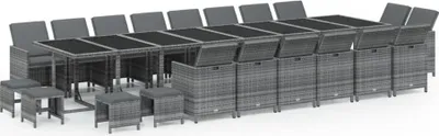 Produktbild von vidaXL 21-tlg. Garten-Essgruppe mit Kissen Poly Rattan Grau
