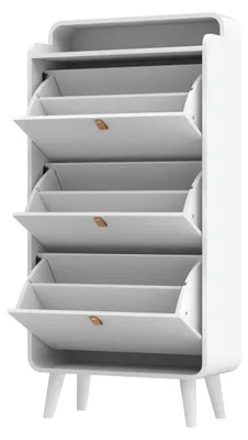 Image de Meuble à chaussures - Rangement à chaussures - Étagère à chaussures - Meuble d'entrée - Banc à chaussures - Blanc - 3 portes