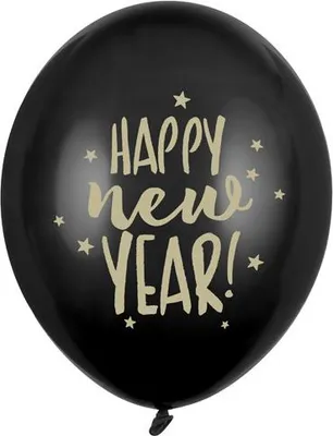 Produktbild von Luftballons 30cm, Happy New Year, Pastellschwarz (1 Packung / 50 Stück)