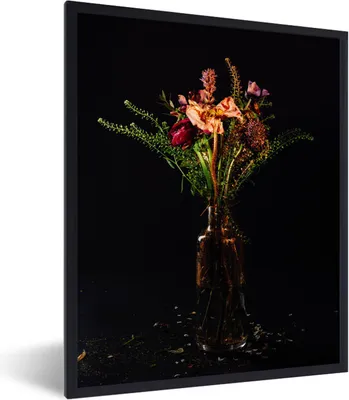 Produktbild von MuchoWow® MuchoWow® Gerahmtes Poster Stilleben - Blumen - Vase 30x40 cm - Poster mit zchwarzem Bilderrahmen - Wanddeko - Kunstdrucke