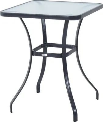 Zdjęcie produktu dla Outsunny Stolik ogrodowy szklany stolik bistro stolik balkonowy szkło hartowane + metal 68,5 x 68,5 cm czarny 84B-035