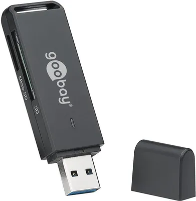 Produktbild von Goobay 58260, MicroSD (TransFlash), SD, Schwarz, 5000 Mbit/s, Kunststoff, USB, 21,3 mm