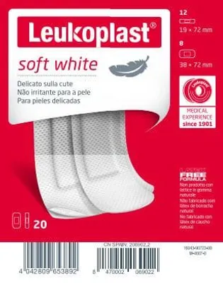 Productafbeelding van LEUKOPLAST SOFT WHITE, 20 stuks, diverse kleuren