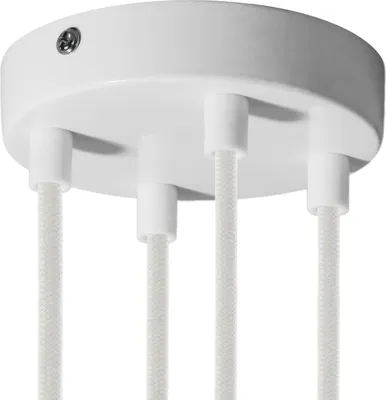 Immagine prodotto di Creative-Cables Kit rosone cilindrico in Metallo a 4 Fori - Cilindrico, Bianco Lucido