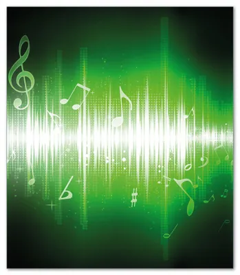 Produktbild von Wallario Herdabdeckplatte aus Glas, Größe 52 x 60 cm 1-teilig, Motiv Grüne Noten der Musik