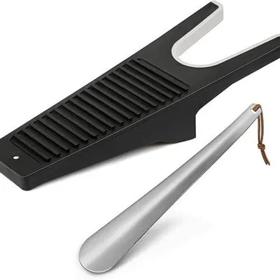 Produktbild von Famanu Schuhanzieher Set - Praktischer Laarzenheber mit Schmutzkratzern und Griff, 30 cm (Set von 2)