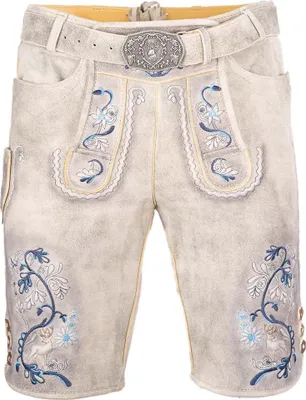 Produktbild von Lederhose kurz Fleesensee ivory blau 46