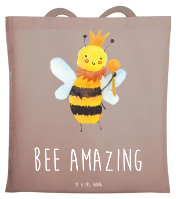 Produktbild von Mr. & Mrs. Panda Schultasche Biene König - Braun Pastell - Geschenk, Uni Tasche, canvas, Tote Bag, Shopping, Laptoptasche