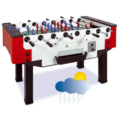 Immagine prodotto di Norditalia biliardino da esterno "Storm" F-3 con aste professionali a gettone nero/rosso/bianco (PR)