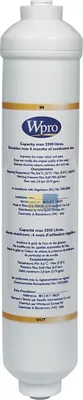 A white water filter with text labels.