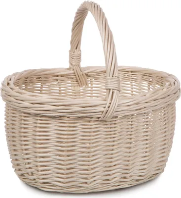 Produktbild von Weidenkorb Korb Einkaufskorb Autokorb Weide Auswahl Picknickkorb Dekorativ Pilzkorb klein, weiß