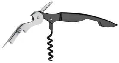 Kellnermesser mit Doppelgelenk, Korkenzieher, 3-in-1, schwarz