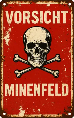 Produktbild von Blechschild AstraDesign 20x30 cm „Vorsicht Minenfeld Rot“ – Metallschild Wanddeko, Schild, Geschenkidee