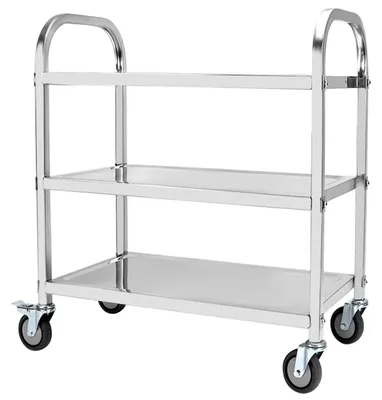 3-laags RVS Serveerwagen 95x50x95 cm mit leisen Rollen
