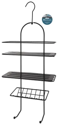 Produktbild von BATHROOM SOLUTIONS Badregal Duschregal Duschablage ohne Bohren SCHWARZ zum Einhängen