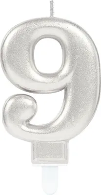 Image de Amscan - Metallic - Kerze "9" - Wachs SG21216 (Einheitsgröße) (Silber)
