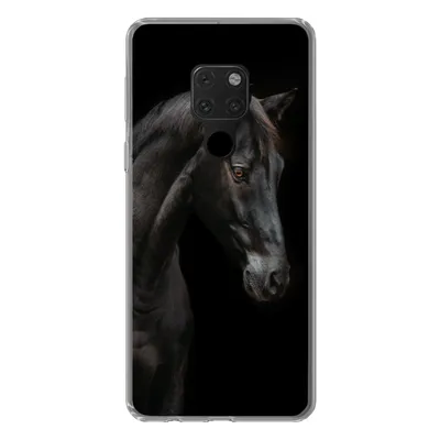 Produktbild von MuchoWow® Handyhülle Schutzhülle Hülle für Huawei P40 Lite Pferd - Tiere - Schwarz - Porträt Silikon Softcase Handy Hülle - Handy