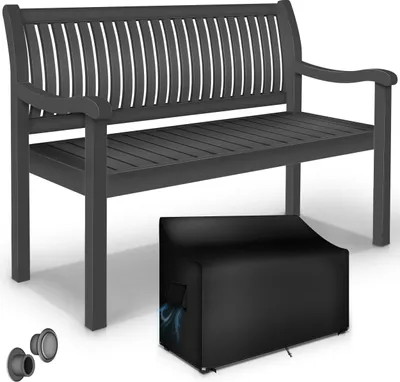 Immagine prodotto di tillvex® panca da giardino in legno antracite 150 cm / 3 - 4 persone panca da parco panca solida arredo giardino giardino