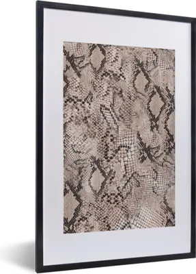 Produktbild von MuchoWow® Gerahmtes Poster Schlangendruck - Schuppen - Grau 40x60 cm - Poster mit Schwarzem Bilderrahmen Wandposter Rahmen Foto Bilder - Poster in Rahmen