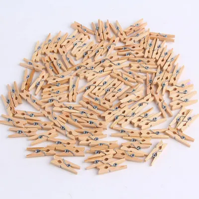 Productafbeelding van DERAYEE wasknijpers, 200 stuks, mini houten spelden, mini wasknijpers