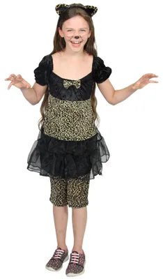 Produktbild von Leoparden-Kostüm für Mädchen mit Kleid und Haarreif, Gr. 98-140, Größe:134/140