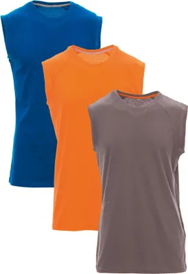 Produktbild von Mivaro Herren Tank Top 3er Pack aus Baumwolle in Blau/Orange/Anthrazit - ärmelloses Basic Shirt mit Rundhals, Regular Fit, Größen S bis XXL