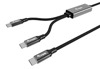Productafbeelding van Equip 128895, USB-C 4.0 naar USB-C Y-kabel, PD140W, 1.50 meter, zwart