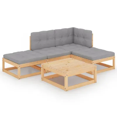 Immagine prodotto di vidaXL Set salotto da giardino 5 pezzi con cuscini in legno di pino massiccio
