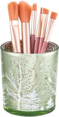 Imagen del producto de Soporte de vidrio para brochas de maquillaje, 10 cm, organizador para brochas de maquillaje, ideal para tocador