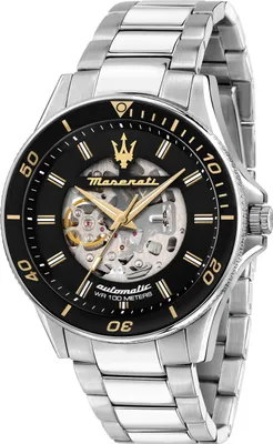 Zdjęcie produktu dla MASERATI Automatikuhr SFIDA 44MM AUTO BLACK DIAL BR SS Edelstahl silber