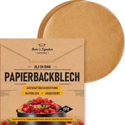 Image de Papier sulfurisé brun, 220 feuilles, 20 cm, rond, brun, papier sulfurisé pour la cuisson au four, la cuisine et la friture
