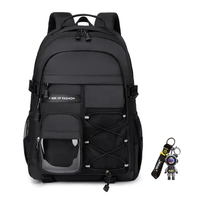 Produktbild von Laptop-Rucksack für Teenager,Reise-Tagesrucksack,strapazierfähig, Büchertasche,wasserdicht,Schwarz, 48*34*25CM, 40L, mit Dekorationen