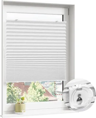 Produktbild von WOLTU Plissee ohne Bohren mit Saugnäpfen, Saugnapf Montage auf glattem Glas, für Fenster und Tür : Weiß 100x120 Farbe: Weiß Größe: 100x120
