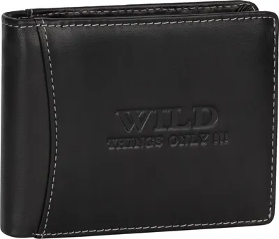 Produktbild von RFID echt Leder Portemonnaie Geldbörse Geldbeutel Herren Querformat Schwarz (5501)
