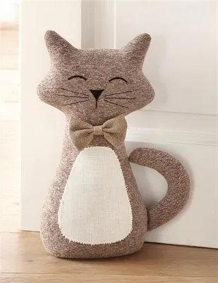 Produktbild von Türstopper "Katze" aus Stoff, schwer, Türpuffer, Türfeststeller, Fensterstopper