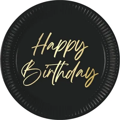 Image de 8 Teller Happy Birthday schwarz & gold