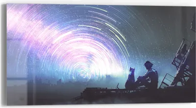 Produktbild von DEQORI Glasbild Echtglas 60x30 cm 'Sternenkomplizen' Wandbild Bild modern Deko