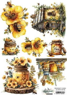 Immagine prodotto di Carta di riso per decoupage A4 - Api