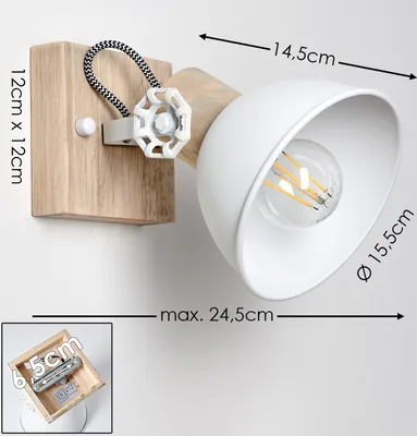 Produktbild von Cotes »Cotes« verstellbare Wandlampe aus Metall/Holz in Weiß/Braun
