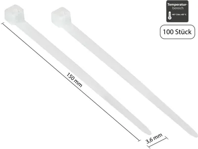 Produktbild von Kabelbinder 150 mm x 3,6 mm transparent, 100 Stück