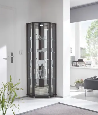 Produktbild von Eckvitrine Vitrinenschrank Glasvitrine Vitrine "Berlin I" Schwarz