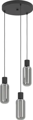 Produktbild von EGLO Cluster Hängelampe Maione, Pendelleuchte Rauchglas über Esstisch, 3-flammige Deckenlampe hängend, E27, Ø 30 cm