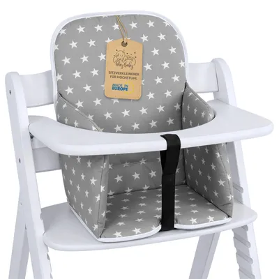 Produktbild von Sitzverkleinerer Hochstuhl Baby Sitzkissen Sitzauflage Sterne und Grau