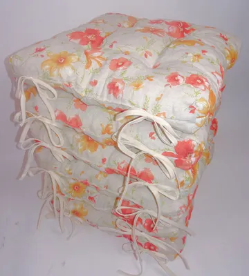 Produktbild von Rattani Set 6 x Stuhlkissen/Sitzkissen Klara 42 x 42 cm Dicke 8 cm, Stoff Mirha Leinen Flowers