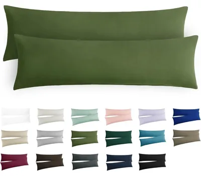Immagine prodotto di Coperte per cuscini, 40x145 cm, verde oliva, set da 2, in microfibra, con cerniera