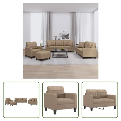Produktbild von The Living Store 4-tlg. Sofagarnitur mit Kissen Cappuccino-Braun Kunstleder